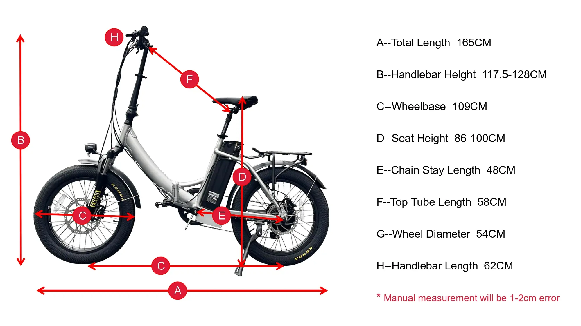 Geometrie des faltbaren Elektro fahrrads