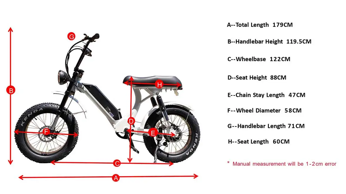 Geometrie des Dual-Motor-Fat-Tire-Elektro fahrrads