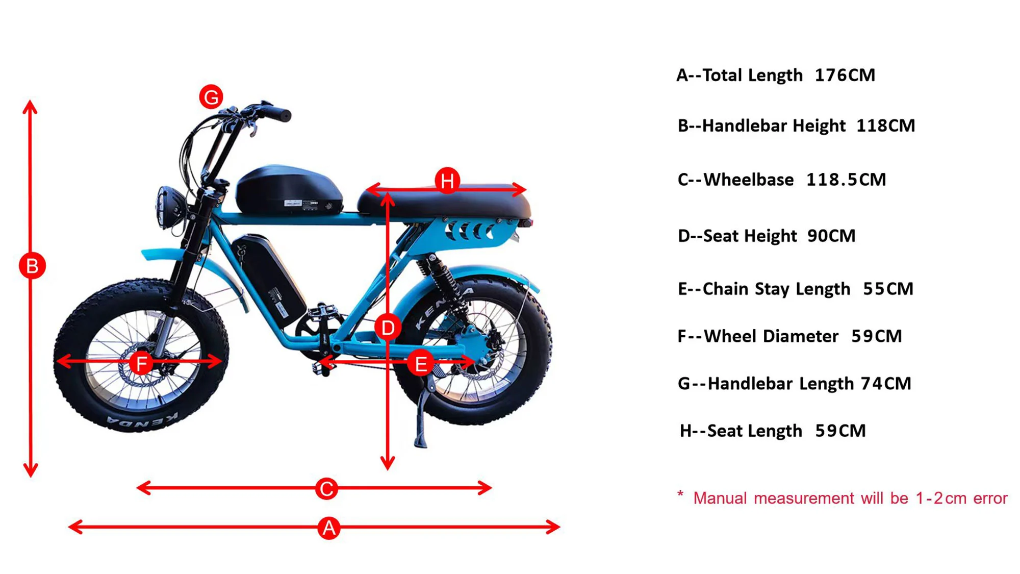 Geometrie von Dual Battery Fat Tire Elektro fahrrad