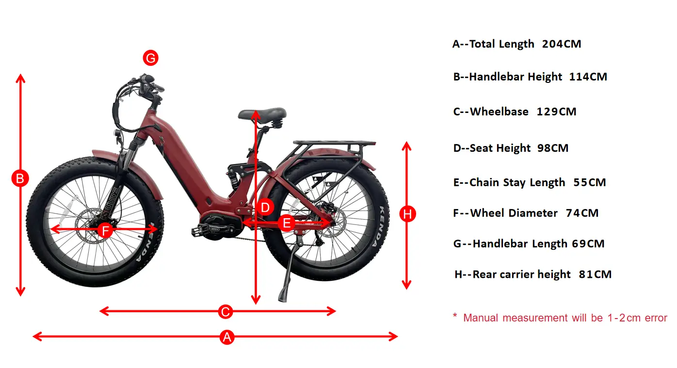 Geometrie des mittleren Antriebs Schritt durch Ebike